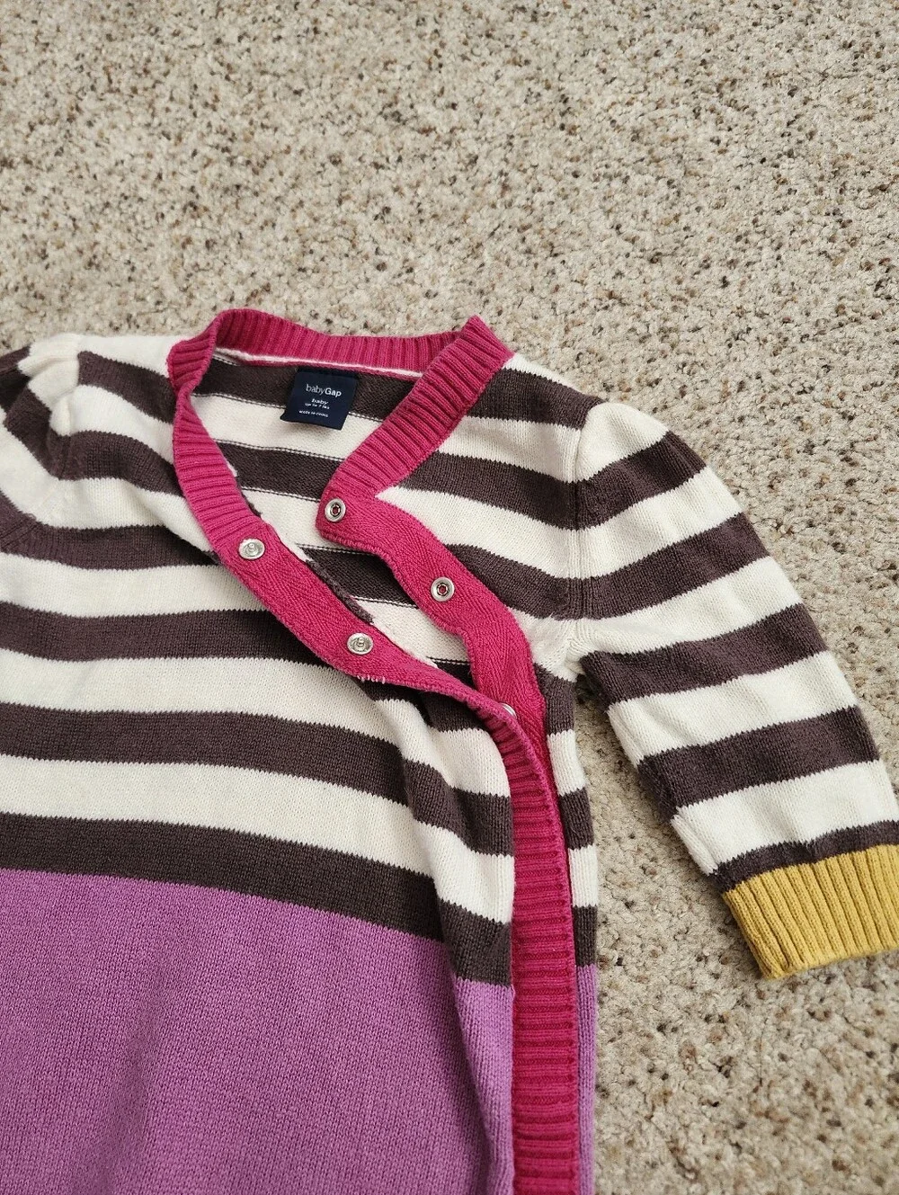 GAP Striped Cream & Brown with Purple Bottom Knit Jumpsuit